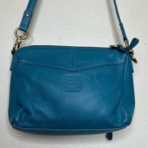 Stone Mountain Teal Leather Shoulder Strap Bag Studded Outer Wallet Pouch Purse - Picture 13 of 13
